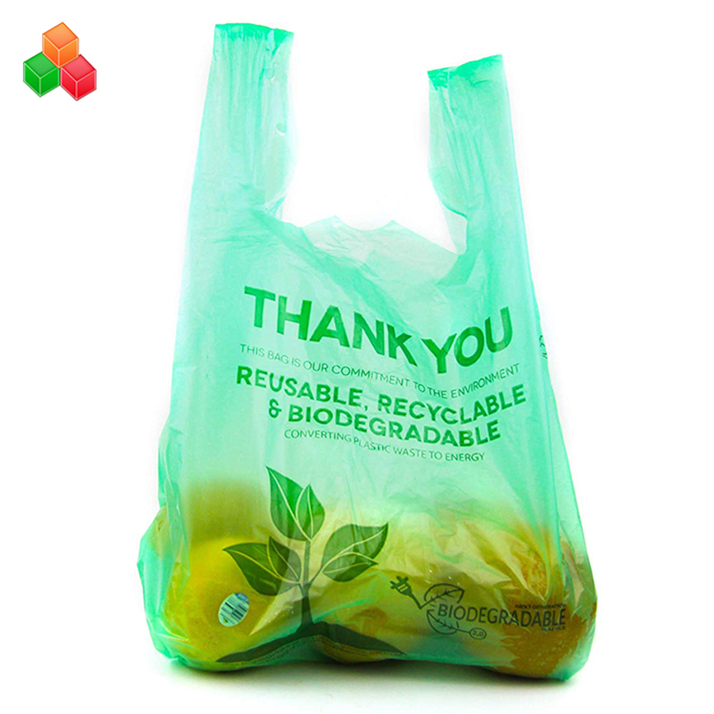 Não tóxico 100% biodegradável compostável pe + d2w lixo plástico saco de compras rolo