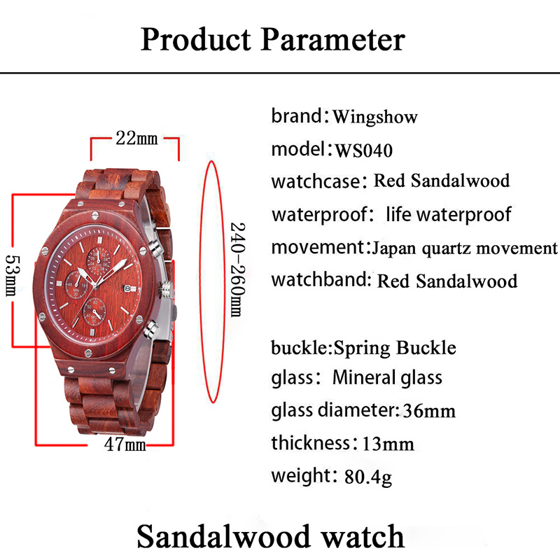 Lazer de luxo Relógio de pulso de madeira natural ecológico