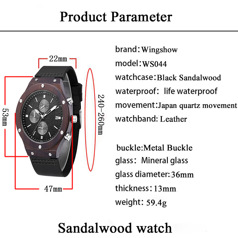 Relógio de madeira de homens movimento de quartzo vintage relógios de pulso leve