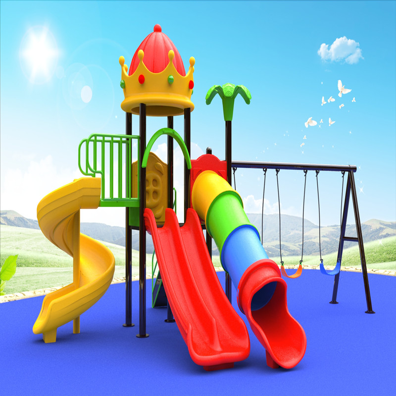 coroa ao ar livre telhado jogar casa equipamentos de playground com crianças swing jogo de slides para crianças