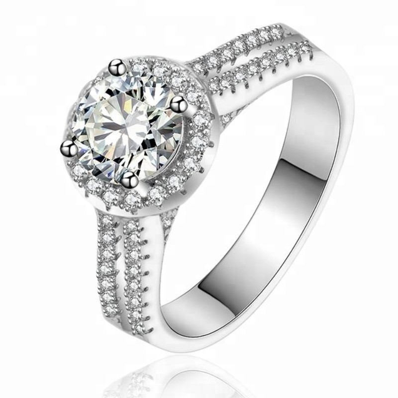 Anéis de noivado Anéis de zircônia cúbica de ouro branco anéis moissanite anéis de promessa para mulheres
