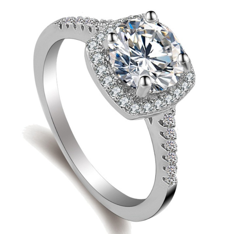 Anéis de noivado Anéis de zircônia cúbica de ouro branco anéis moissanite anéis de promessa para mulheres