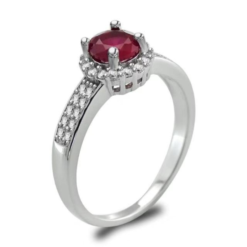 Anéis de mulheres 925 prata esterlina anéis de noivado de granada rubi sintéticos promessa