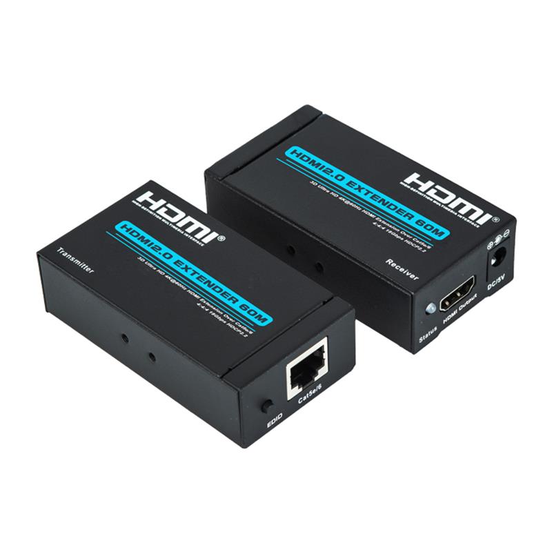Extensor V2.0 HDMI 60m Sobre suporte a cabo único cat5e / 6 Ultra HD 4Kx2K a 60Hz HDCP2.2