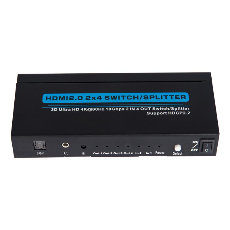 Suporte para Switch / Splitter V2.0 HDMI 2x4 3D Ultra HD 4Kx2K a 60Hz HDCP2.2