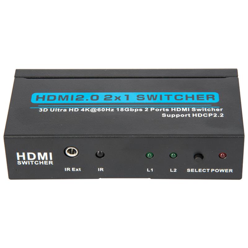V2.0 HDMI 2x1 Switcher Suporte 3D Ultra HD 4Kx2K a 60Hz HDCP2.2