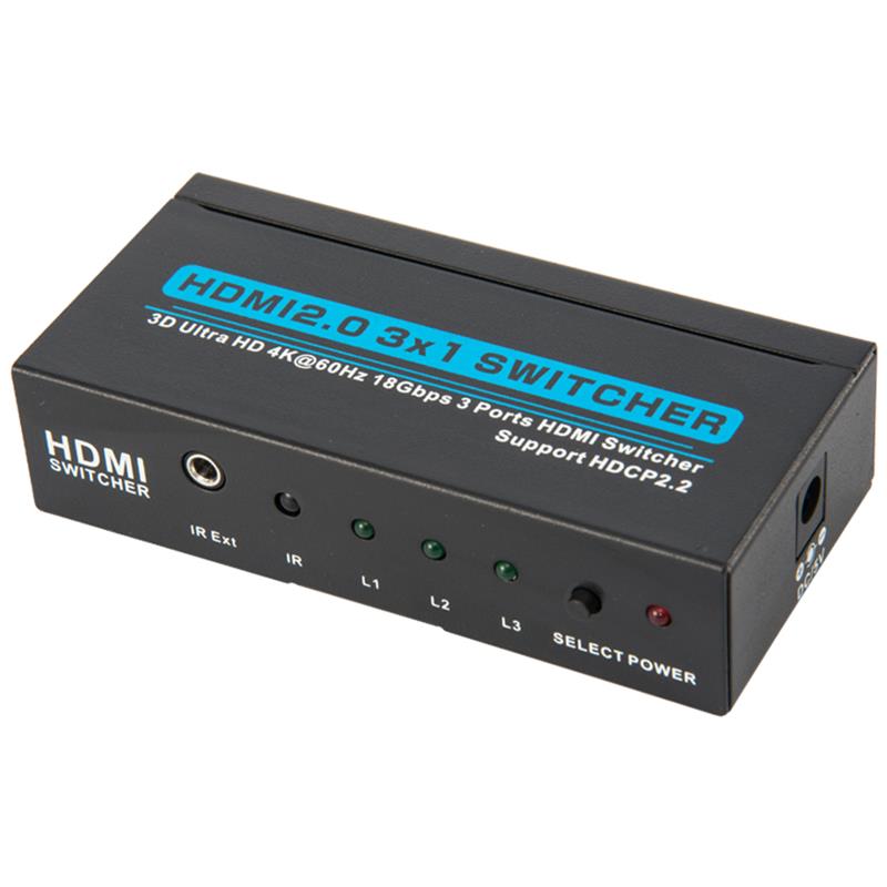 V2.0 Switcher HDMI 3x1 Suporte 3D Ultra HD 4Kx2K a 60Hz HDCP2.2