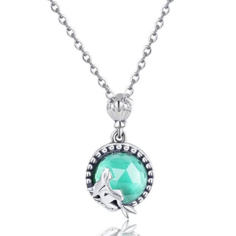 Pingente de sereia 925 colar de prata para mulheres colar de pedras preciosas birthstone