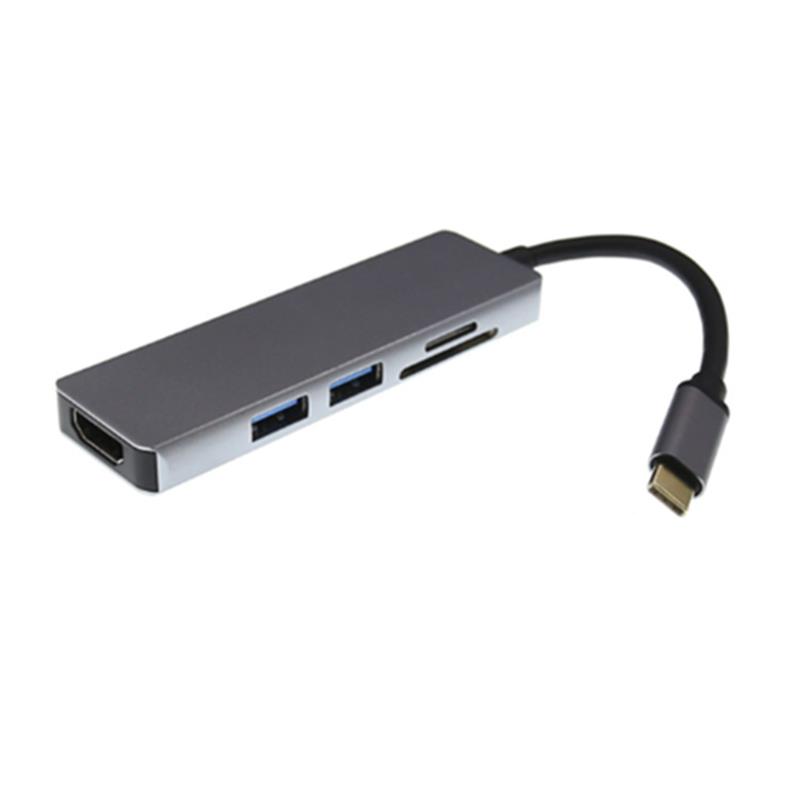 USB Tipo C Para HDMI + 2 x USB 3.0 + Hub do leitor de cartão SD