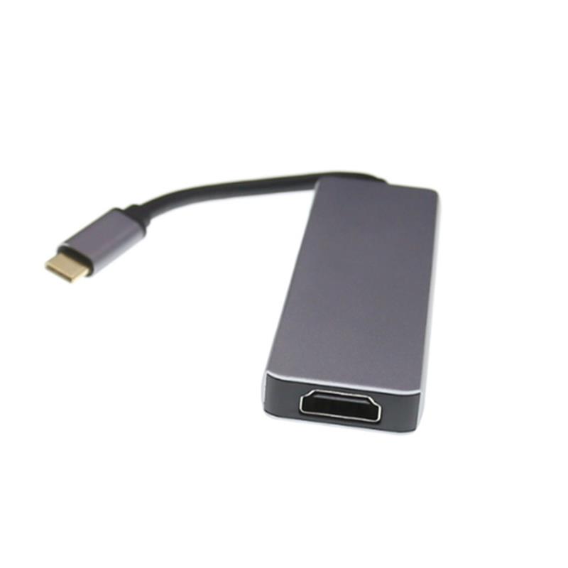 USB Tipo C Para HDMI + 2 x USB 3.0 + Hub do leitor de cartão SD