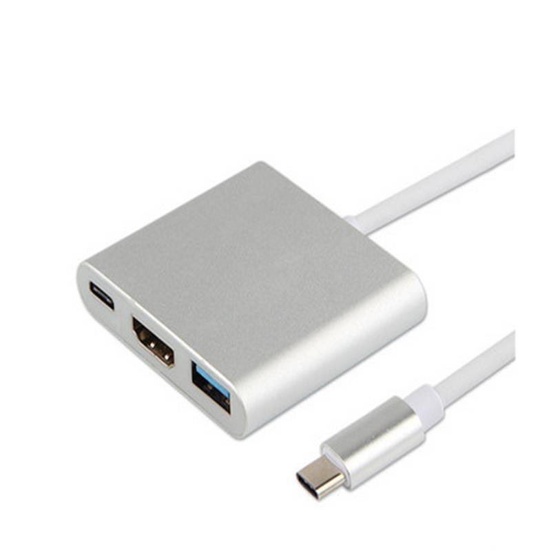 Adaptador de hub USB tipo C para HDMI + USB 3.0 + tipo C