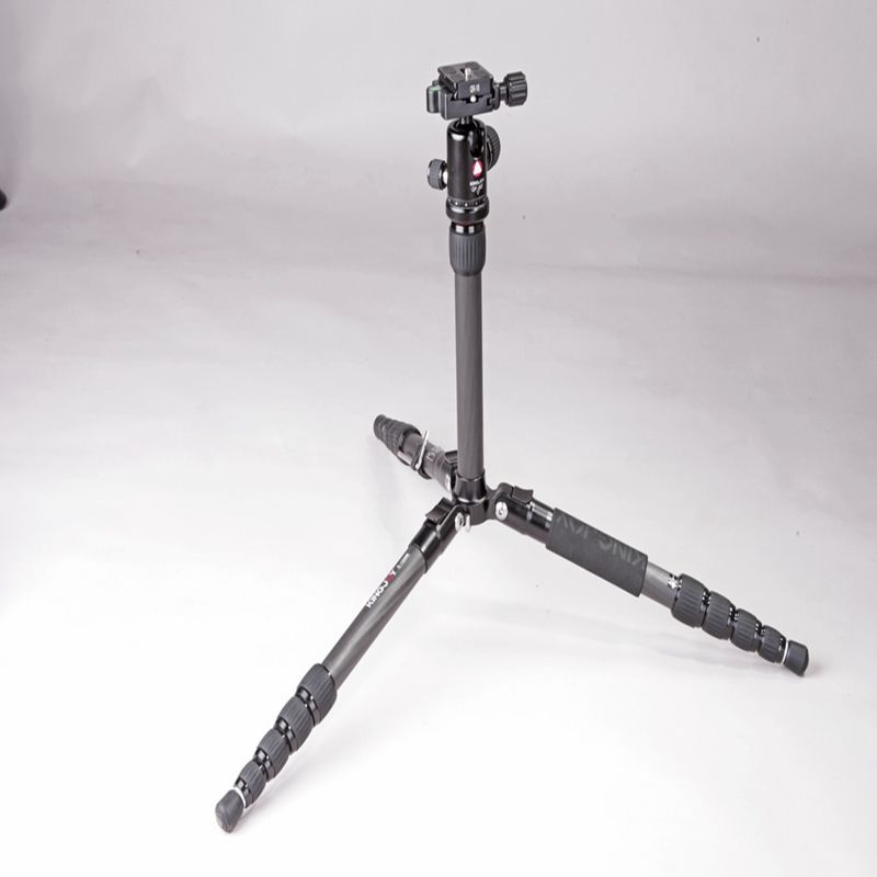 Kingjoy portátil de fibra de carbono portátil de viagem foto tripé com cabeça de tripé de câmera de 1/4 