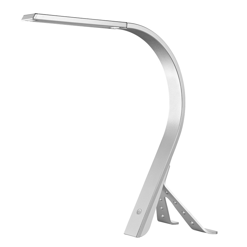 525 Touch Dimmable Clip on Table Lamp Silver LED Desk Metal Swing Arm LED Reading Light