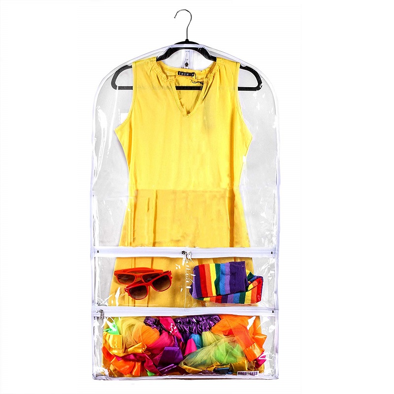 SGW12 PVC por Grosso Limpar a Dança Sacos de vestuário de plástico com bolsos