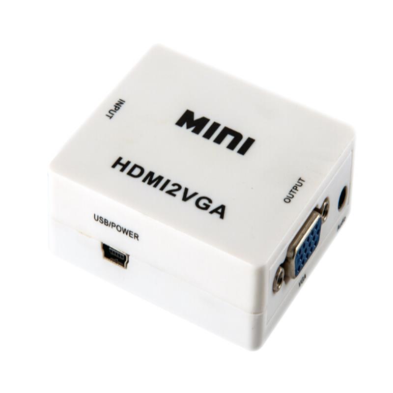 Mini tamanho HDMI para VGA + conversor de áudio 1080P