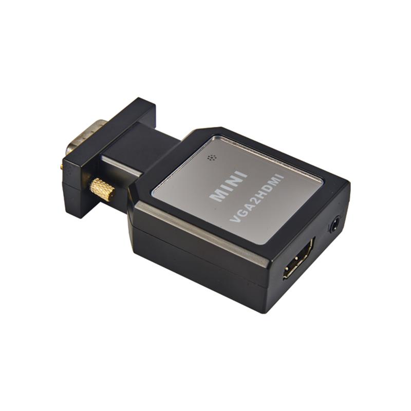 Caixa de metal MINI Tamanho VGA + 3.5mm Conversor de áudio para HDMI