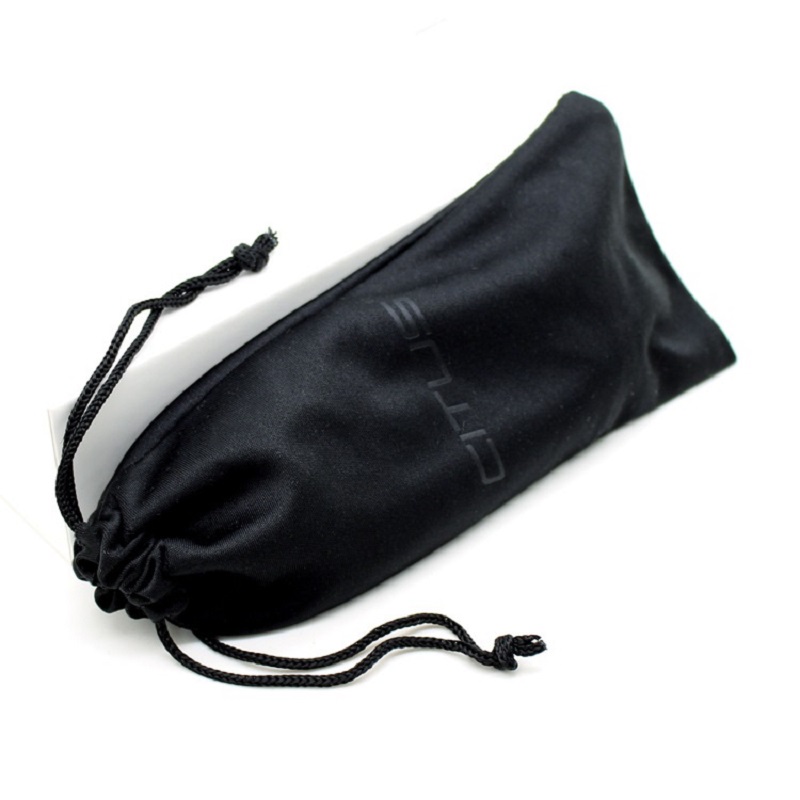 Logótipo personalizado SGS46 Microfibra Soft Sunglasses Pouch Bag Black Drawstring Microfibra Eyeglass Bag