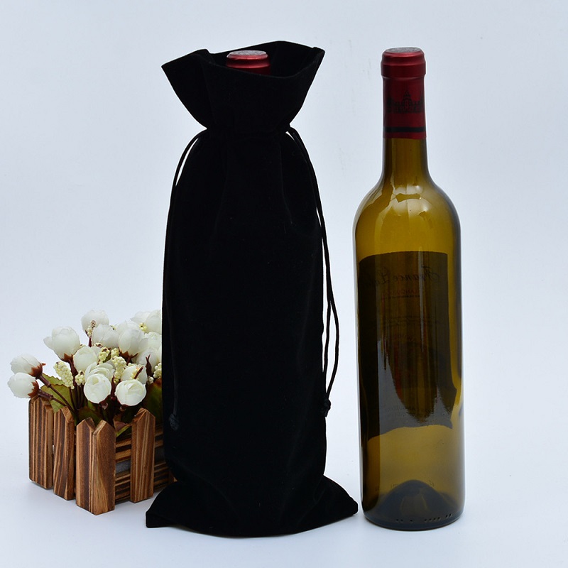 SGS54 Custom Velvet Pouch Wine Bottle Protector Carrier Bag Champagne Bottle Covers Wholesale