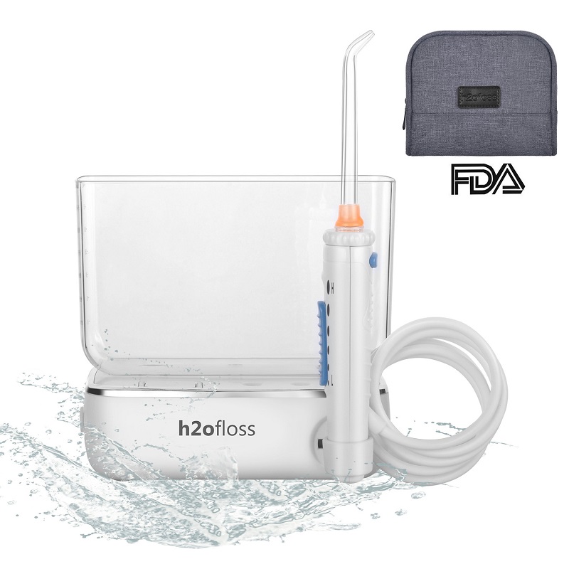 H2ofloss®Travel Water Dental Flosser Irrigador oral recarregável e sem fio para limpeza de dentes com reservatório de água de 400 ml (HF-3)