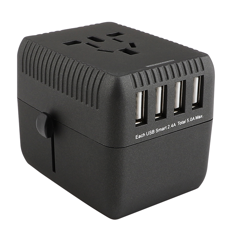 RRTRAVEL Universal Travel Adapter, International Power Adapter, Worldwide Plug Adaptor com 4 USB Ports, High Speed 5A Wall Charger, All in One AC Socket for USA UK AUS Europe Phone Laptop