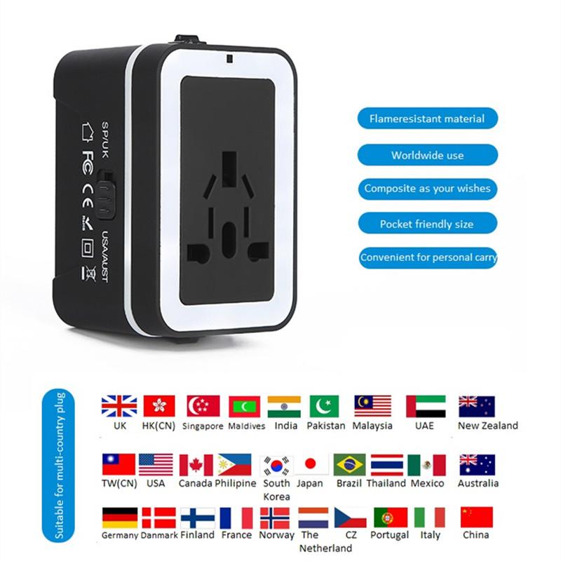Adaptador de viagem RRTRAVEL, adaptador de alimentação internacional universal com 2 portas USB e adaptador de tomada europeu, bom para laptops em celulares em mais de 150 países