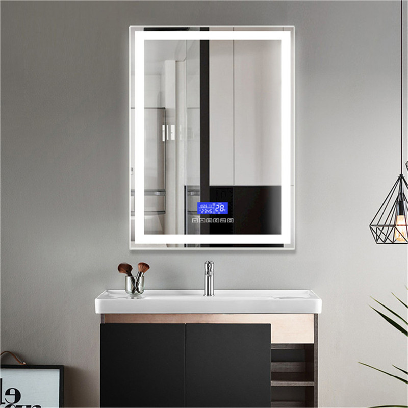 Vertical Wall Mounted LED Bathroom Smart Mirror with Bluetooth Speaker Clock Temperature Função