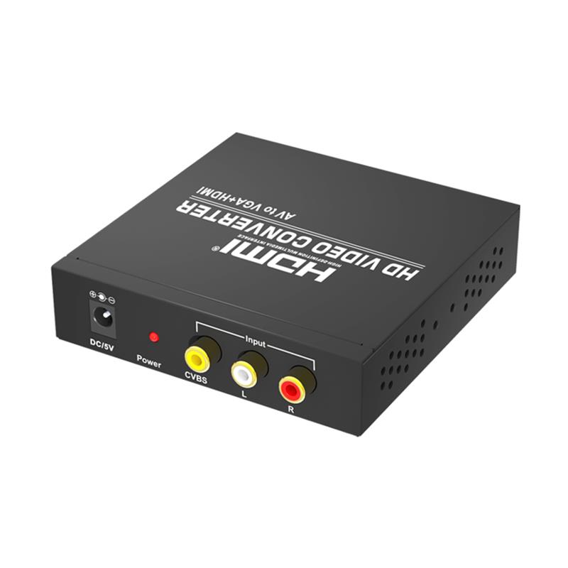 Conversor AV para VGA + HDMI Up Scaler 720P / 1080P