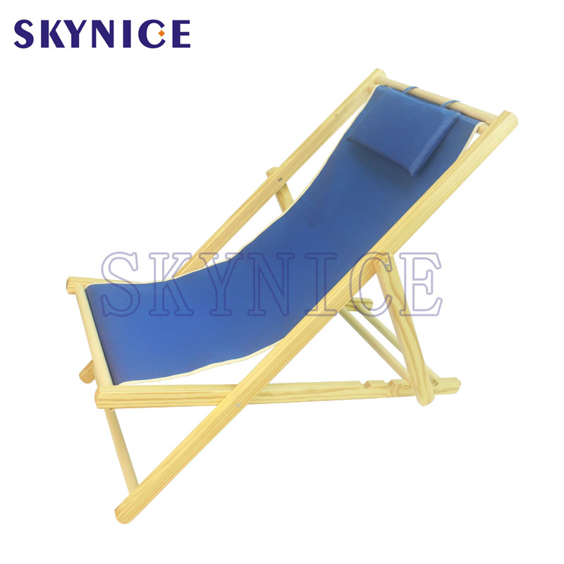 Cadeira de praia dobrável de madeira ajustável