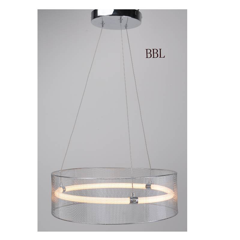 Luminária pendente LED com cortina de malha de metal e tubo de acrílico sem sombra