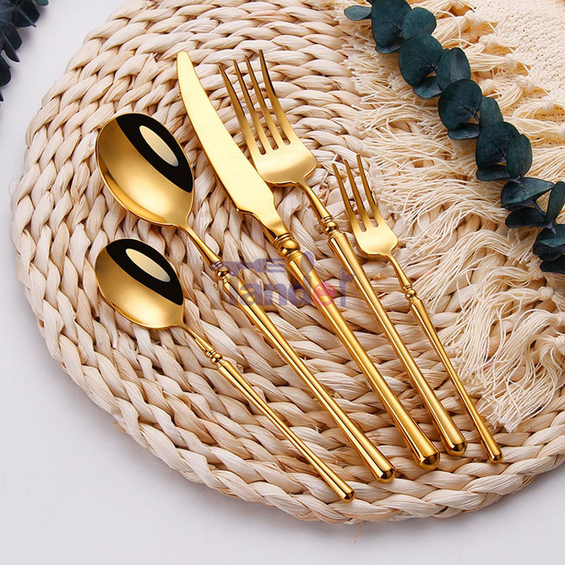Elegante Bulk Flatware Gold Flatware Stainless Steel Cutlery Set Spoons Forks and Knives for Events