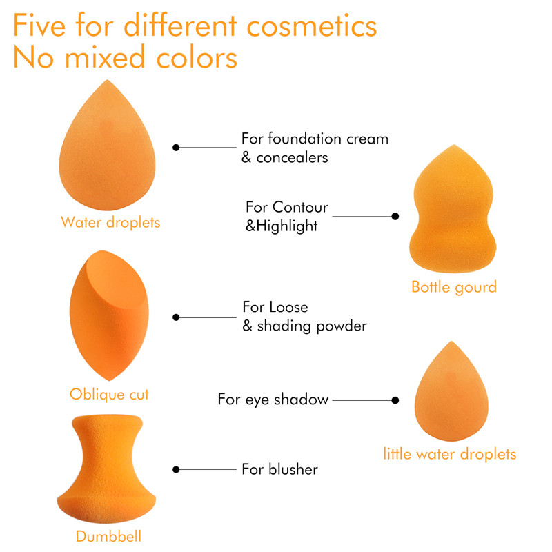 Esponja de maquiagem, BEALUXUR Foundation esponja de maquiagem com esponjas multi-forma (5 peças)
