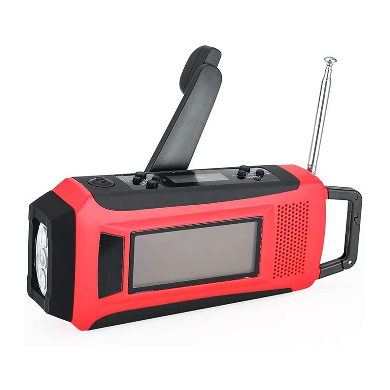 Rádio do tempo Manivela de emergência Auto-alimentada AM \/ FM NOAA Solar portátil rádio com lanterna LED, 1150mAh Power Bank para iOS \/ Android Carregador de bateria de telefone