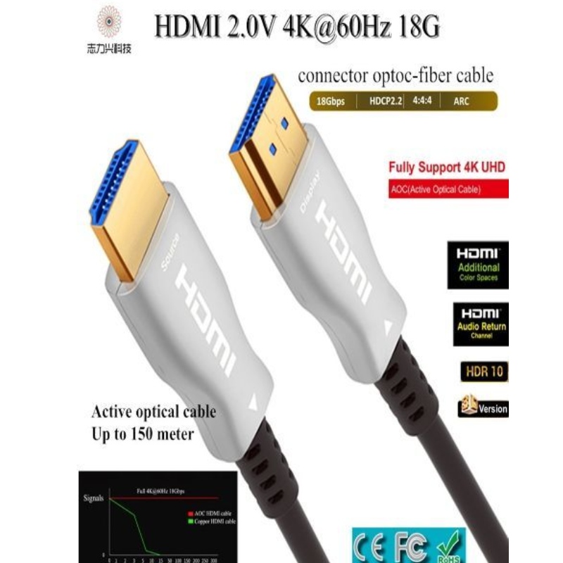 Cabo HDMI de alta velocidade de 60M / 197 pés 2.0v 18G 4K @ 60hz 3D ACR Cabo de áudio e vídeo, HDMI AOC
