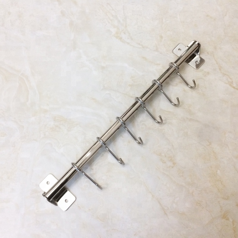 Ferramentas de perfuração livre montado na parede cabide de ferramentas ganchos de aço inoxidável utensílio de cozinha pendurado trilho de rack