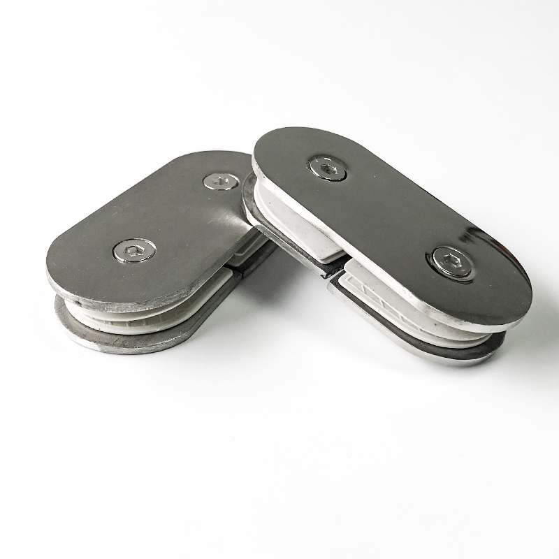 Braçadeira do banheiro Braçadeira da porta de vidro do banheiro Dobradiça para banheiro de aço inoxidável Duplo grampo da porta do banheiro aberto2