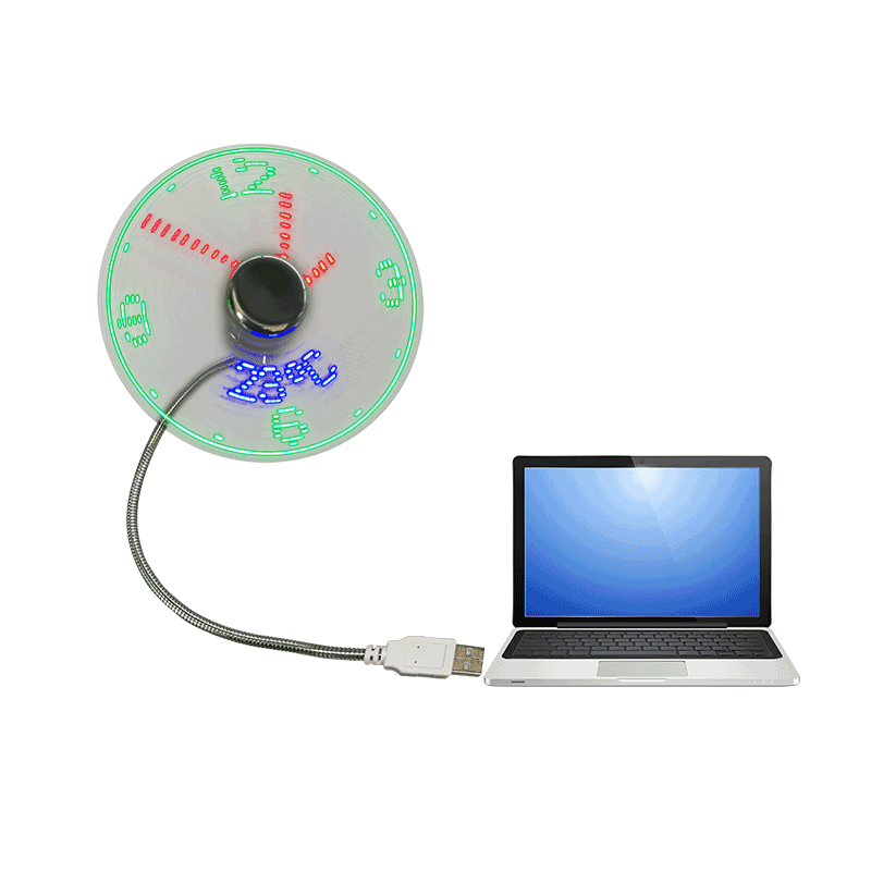 Mini-usb ventilador com ventilador de presente led relógio (ds02)