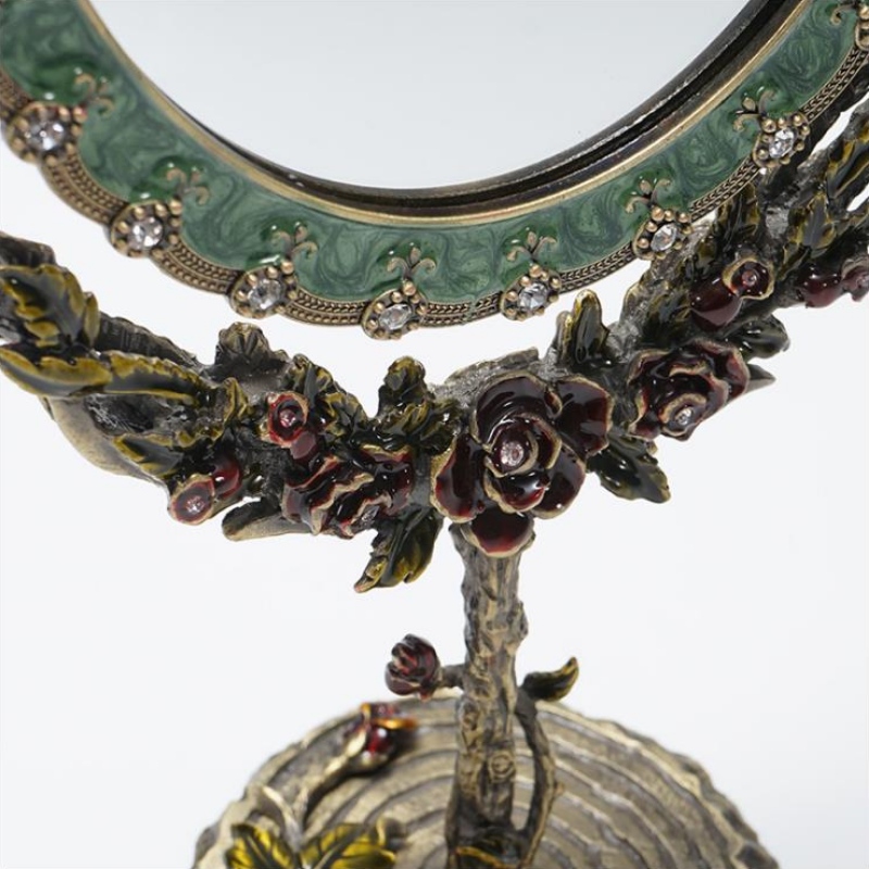 Fabricante de retro-artesanato metal personalizado espelho mão ornamental portátil espelho de maquiagem de presente criativo