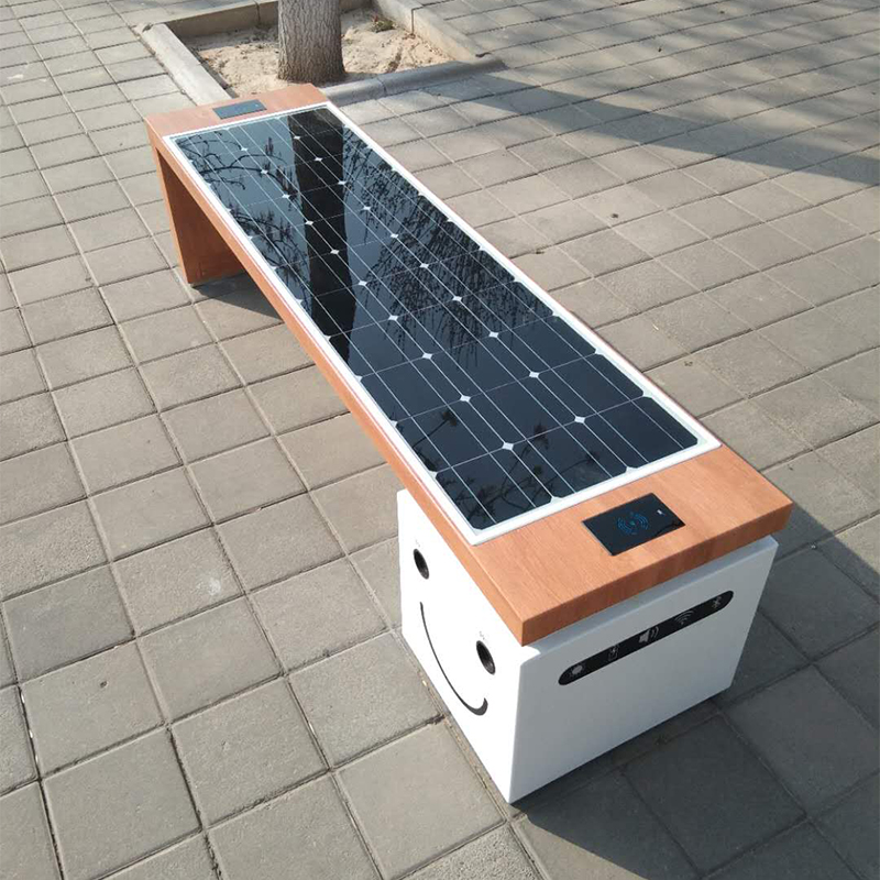 Design de moda Music Display Banco de carregamento solar WiFi Hotpot Mobiliário de jardim inteligente