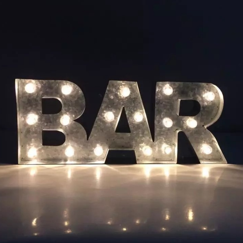 3D LED Metal Bar Sign LED LED Letter Sign Letreiro Letter Light Lamp para Bar Cafe Shop