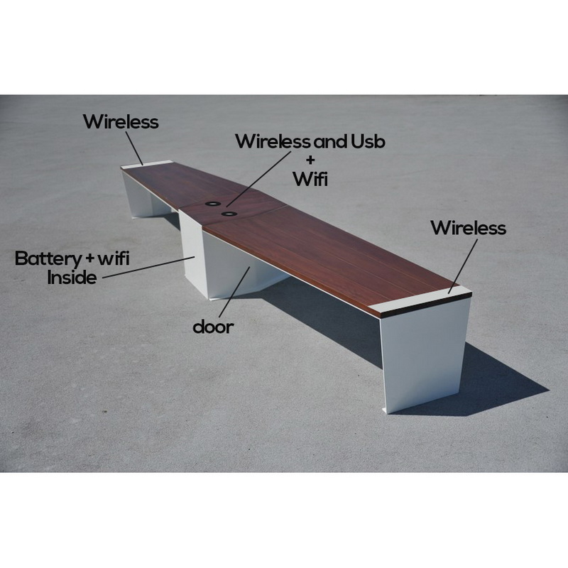 Energy Saving Customized Color Shape Smart Solar Powered Bench