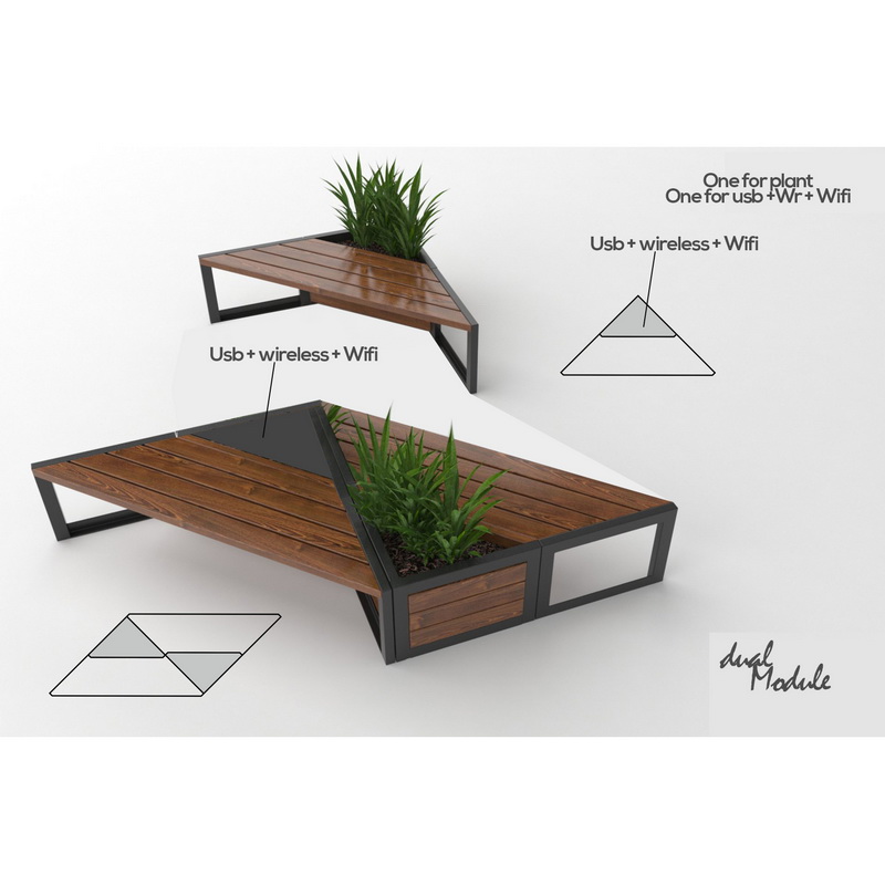Novo design SEM FIO Charging Smart Solar Garden Furniture Patio Bench for Park