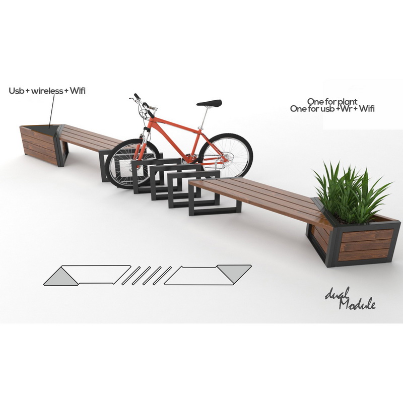 Novo design SEM FIO Charging Smart Solar Garden Furniture Patio Bench for Park