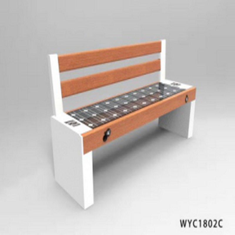 Grande Formato WPC Wood Galvanizado Steel Smart Voice Solar Bench