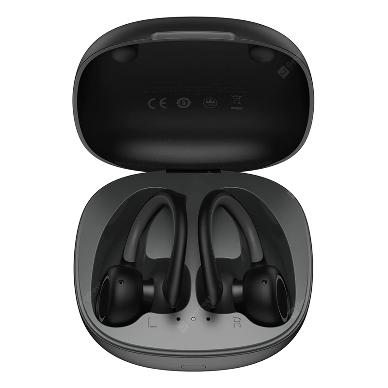 Baseus Encok W17 Sport Fone de ouvido Bluetooth Fone de ouvido Fone de ouvido sem fio TWS Suporte para carregamento sem fio Qi Smart Touch IP55 à prova d'água - preto