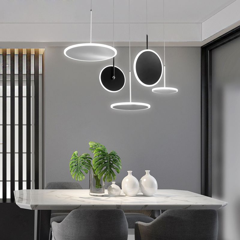 Decoração de casa de luz pendente com LED acrílico redondo de ferro design nórdico