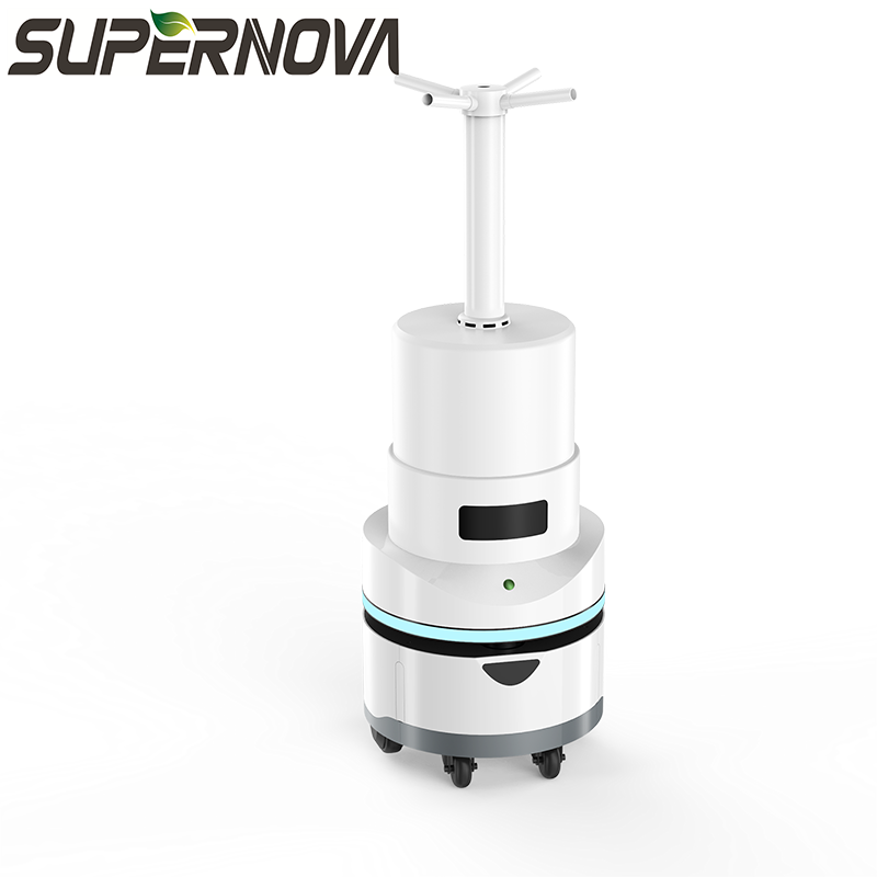Robô de desinfecção de spray industrial de alta eficiência antivírus de recarga automática Robô de esterilização por atomização