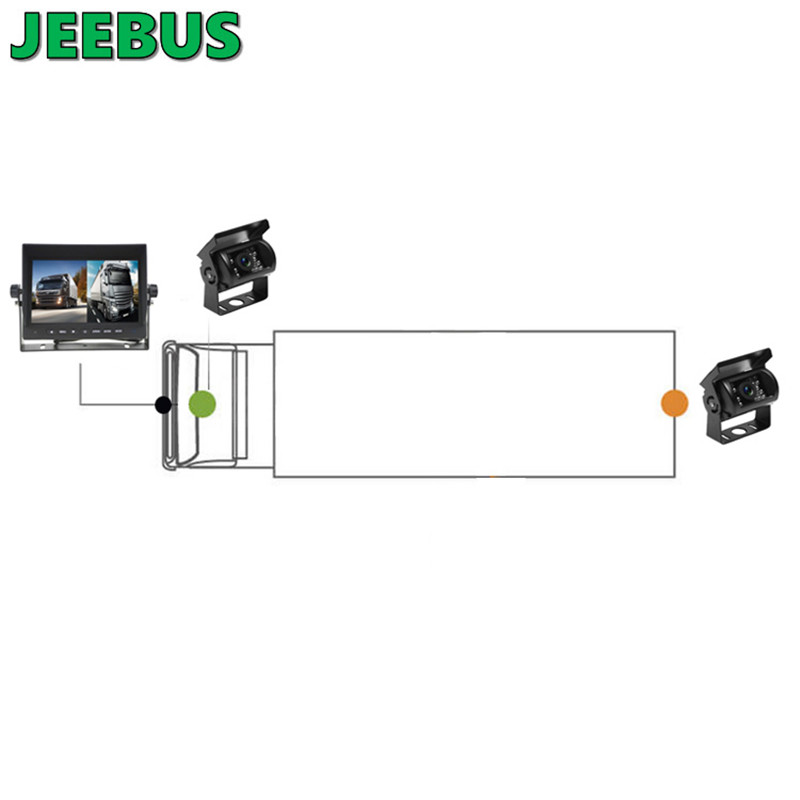 Monitor DVR de 7 polegadas AHD com fio frontal, vista traseira, câmera, sistema de gravação de vídeo para caminhão de ônibus