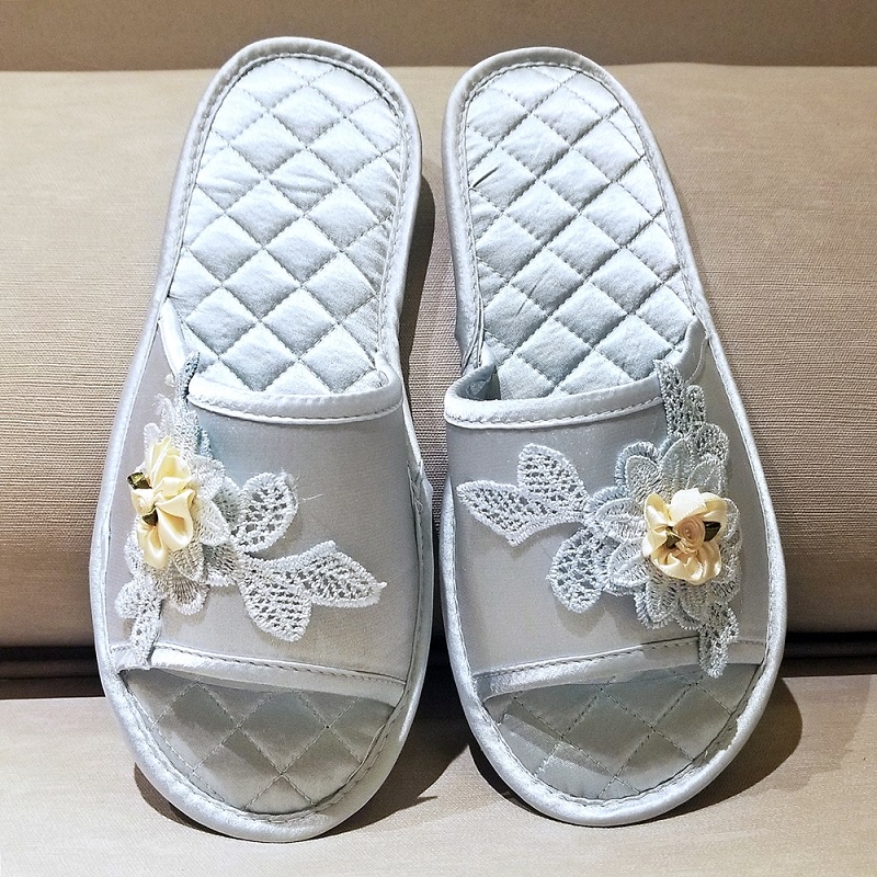 Slides Embordiery Slides Lamted Silky Satin