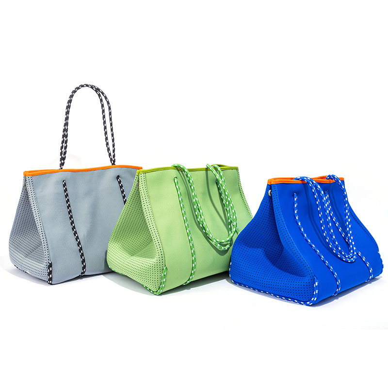 Grande venda de moda bolsa com alças de viagem bolsa feminina para piscina bolsa de praia grande bolsa larga deneoprene
