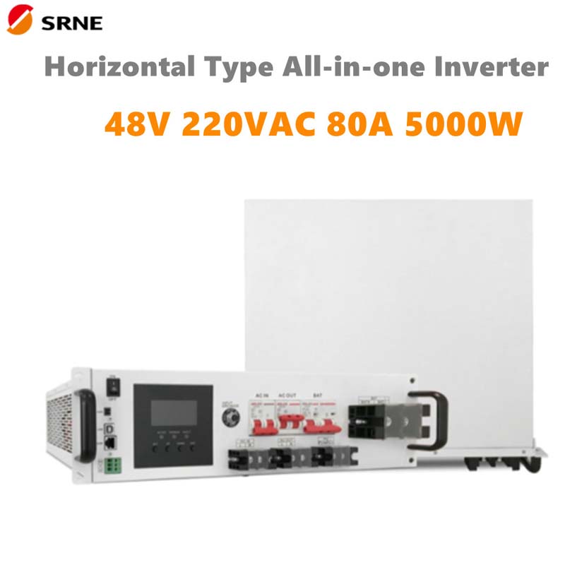 SRNE 5000W All-in-One MPPPT Híbrido Inversor Solar Inversor Horizontal 48V 220VAC Pure Sine Onda 80A Max Pv 145V Inversor Off-Grid